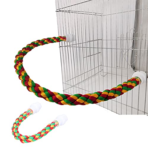 01 Bird Chew Toy, Multicolor Cotton U Shape Bird Rope Perch for Parrots