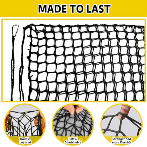 Climbing Net for Kids - 14.8FT x 9.9FT Double Layers Heavy Duty Playground Safety Net, Climbing Cargo Net for Tree House Tree Fort, Back Yard, Jungle Gyms, Monkey Bar Security Mesh（Black） - color: Black, size: 14.8' x 9.9'