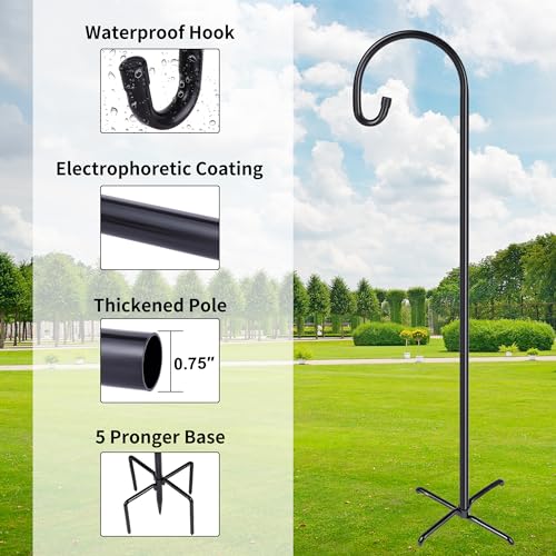 Shepherd-Hooks Adjustable for Bird-Feeder Lantern Plant-Hook Garden-Stake - Plant Stand Hanger for Outdoor Flower Basket, Bird Feeder Hanger Weddings Décor - size: 92 INCH, style: B-1 Pack