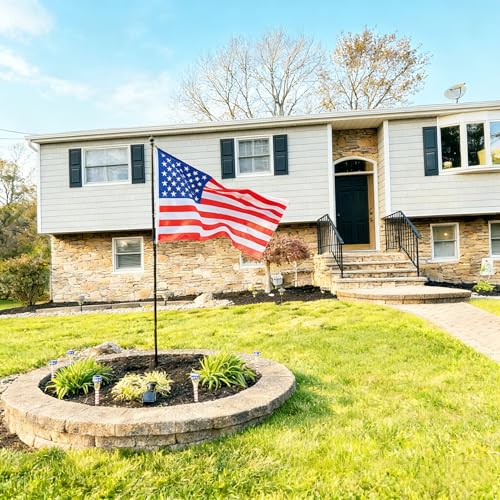 10ft Black Flag Poles in Ground for Outside, Flagpole Stand for House Ground with 5 Pronges Base - size: 10FT