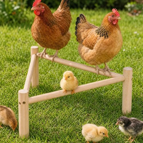Chicken Perch for Coop & Brooder, Pine Wooden Chicken Roosting Bars (1 PCS) | Chicken Toys for Coop Accessories, Triangular Chick Perch for Parrots Birds, Natural Poultry Stand, Chicken Nesting Support - size: 1 Pcs