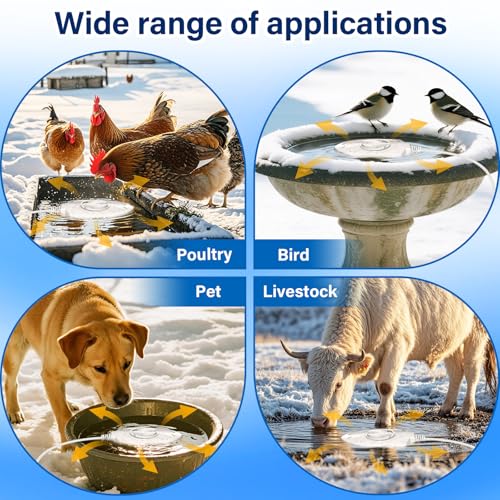 100W Bird Bath Heater, Birdbath Heaters for Outdoor Bird Bath Water Heater in Winter Submersible Thermostat Control, Heated Bird Bath Deicer for Outside Bird Chicken Poultry Livestock (White) - color: White