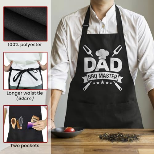 SANDJEST Funny Mens Aprons with Pockets for BBQ Grilling Cooking Grandpa Husband Apron for Birthday Christmas Father's Day - color: Dad 4