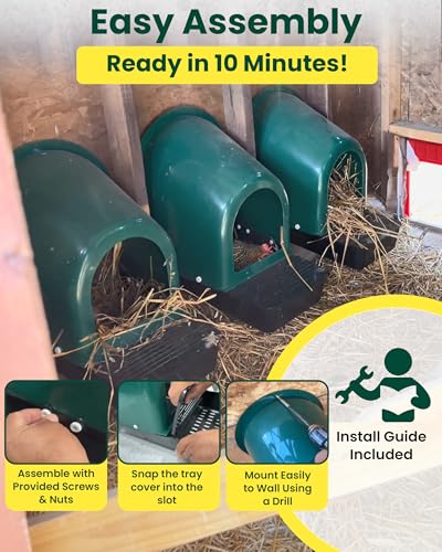 Roll-Out Chicken Nesting Boxes - 5-Pack Plastic Nest Boxes for Chickens, Hens & Ducks - Egg Laying Boxes with Perch and Roll Away Egg Collection for Coop - color: Chicken Nesting Box(5packs)