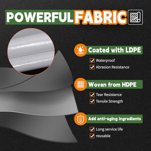 RAINDEWAY 5' X 7' White Heavy Duty Small Waterproof Poly Tarp Cover | 12 Mil Extra Thick,Finished Size,UV Resistant,Weatherproof,with Metal Grommets and Reinforced Edge - color: White, size: 5x7 Feet-Finished size
