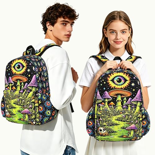 Art Mushroom Kids Backpack School Backpack Teens Bookbag for Girls Boys Hiking Camping Travel Sports - color: Art Mushroom