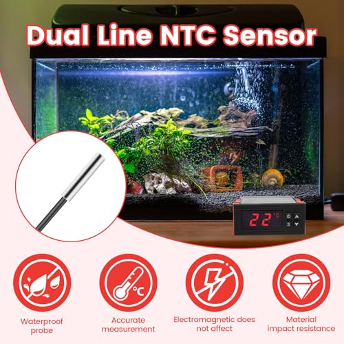 4PCS STC-1000 Digital Temperature Controller Thermostat with NTC Waterproof Sensor Probe – Dual Relay Heating & Cooling Control, ℃/℉ Display, AC 110V–220V 10A for Incubator Fridge 3D Printer Aquarium