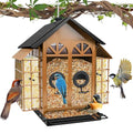 TayePin Bird Feeders for Outdoors Hanging, Metal Wild Bird Feeders with Double Suet Cage, 4LBS Large Capacity for Outside Garden Waterproof, ldeal Gifts for Birds Feeding Finch Cardinal, Brown