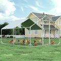 4ever2buy Metal Chicken Coop, 10x13 FT Walk-in Chicken Run Pen Poultry Cage, Water-Resistant & Anti-UV Cover, Large Chicken Coop for 12-15 Chickens - size: 157.2"L x 117.6"W x 76.8"H