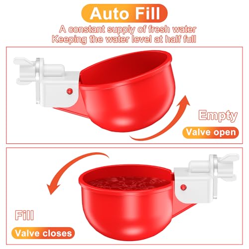 Automatic DIY Chicken Water Cup, Chicken Waterer Cups 10 Pack | Chicken Flock Waterer Cups with 3/8'' Hole Saw for Bucket, Trough, Easy Install