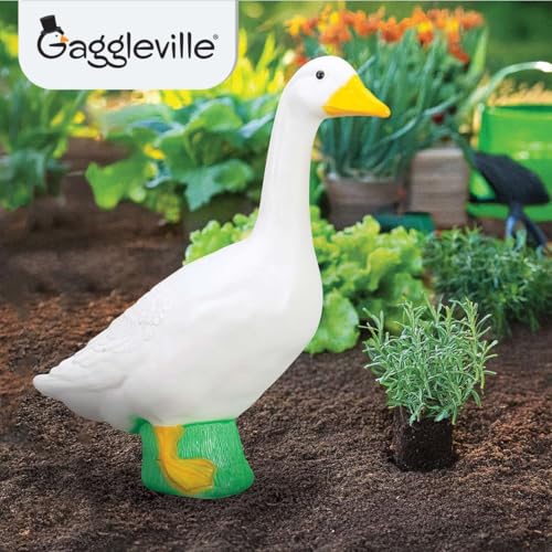 Fox Valley Traders Official Gaggleville 23" Large White Goose, Plastic Garden Décor, Vibrant and Clean Painted Goose Feet - Indoor or Outdoor Decorative Figurine for Garden, Patio, or Entryway Accent - size: Large