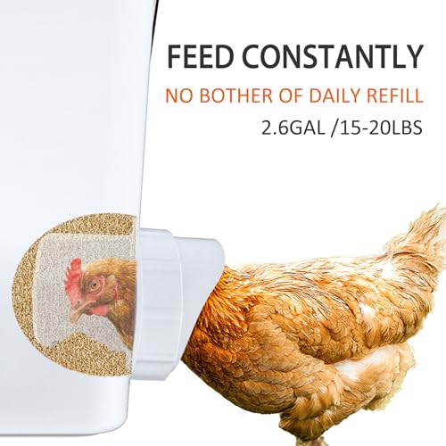 Large Automatic Chicken Feeder and Waterer Set Hanging Chicken Water Feeder Poultry Feed Bucket - color: White
