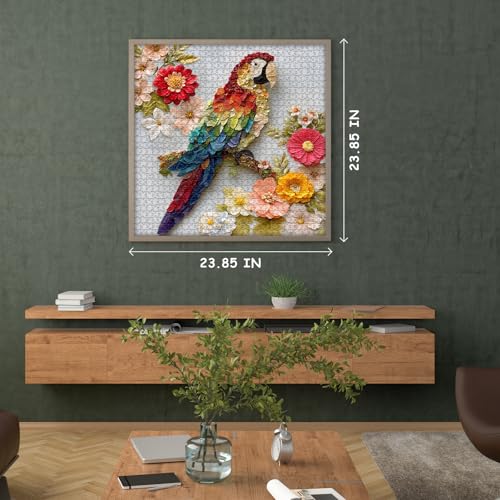PICKRORU Bird Puzzles for Adults 1000 Piece, Parrot Flower Animal Jigsaw Puzzles Impossible, Unique Art Floral Puzzles Challenge - style: Colorful Parrot Puzzles