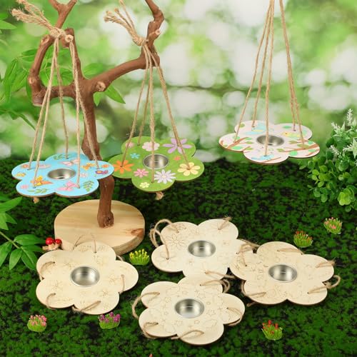 DoubleFill 48 Pack Bird Feeder Craft Kits for Kids Ages 3-8 DIY Wooden Bird Feeder to Build Arts and Crafts for Kids DIY Your Own Unfinished Wooden Ornaments Painting Kits Outdoor Summer Craft