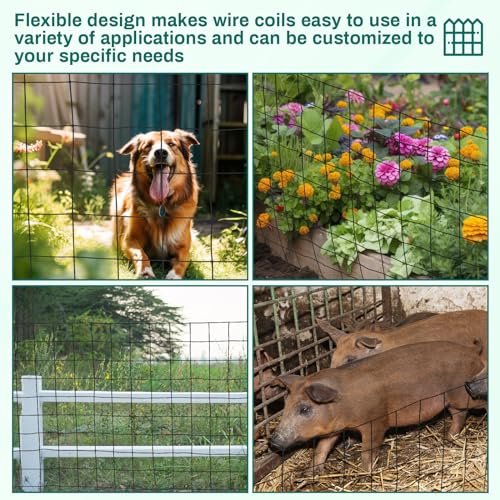 Gisafai 16 Gauge Galvanized Welded Wire Fence 4 ft x 100 ft PVC Coated Hardware Cloth, 2.36" x 2.36" Mesh, Heavy Duty Garden Fencing Roll for Chicken, Dog Yard, Deer Cattle & Animal Protection(Black) - color: Black, size: 4 ft X 100 ft