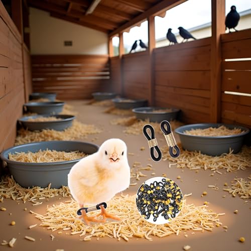 50 Pcs Chicken Leg Bands for Spraddle Leg Repair, Black Adjustable Baby Chick Splay Leg Correctors for Poultry/Ducks | Non-Slip Hobble Braces,Poultry Care Supplies, Veterinary Rehabilitation Tools