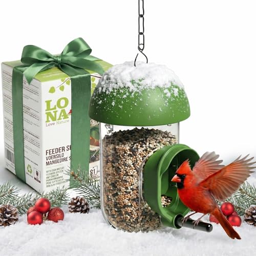 ‌LONA 1Pack Tube Bird Feeders, Weatherproof Design with 1 Feeding Port | Easy-fill Top Design, 2 Ways for Hanging, Suits Mixed Seeds, Squirrel-Proof Bird Feeder for Backyard/ Garden/ Patio, Green - size: 1 Port