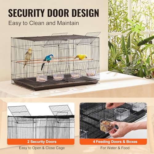 Happybuy 30-Inch Flight Bird Cage, Stackable Divided Cage for Parrots, Parakeets, Canaries, Cockatiels, Lovebirds, Finches, Budgies, Conures, and Macaws, Pet Travel Birdcage with Handle