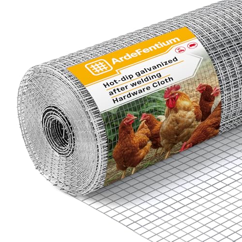 16in x 10ft Hardware Cloth Chicken Wire -1/2 Inch 19 Gauge Hot Dipped Galvanized After Welding Welded Wire Mesh, Rust-Proof Fencing for Gardens, Chicken Coops & Poultry Netting - size: Silver-1/2inch 16inch×10ft