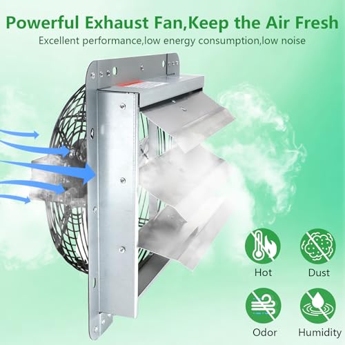 Shutter Exhaust Fan, 14 inch Wall Mount Attic Fans w/Speed Controller,1558 CFM,Chicken Coops Vent Fan for Greenhouse, Gable, Barn, Garage, Shed Ventilation Fan - color: With Speed Control, size: 14inch