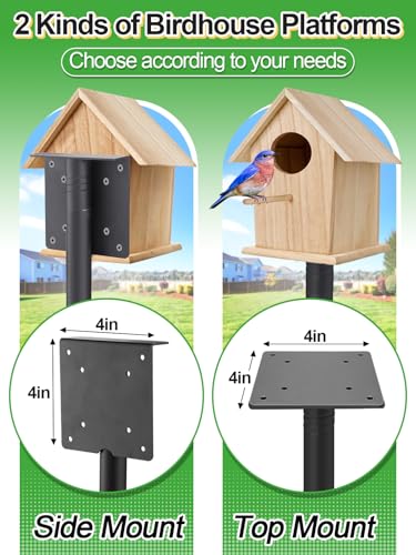 95 Inch Bird Feeder Pole with Squirrel Baffle - Adjustable Height Bird House Feeding Station Stand with Heavy Duty 5-Prong Anchor Shepherds Hook Hanger for Outdoor Garden Birds Watching