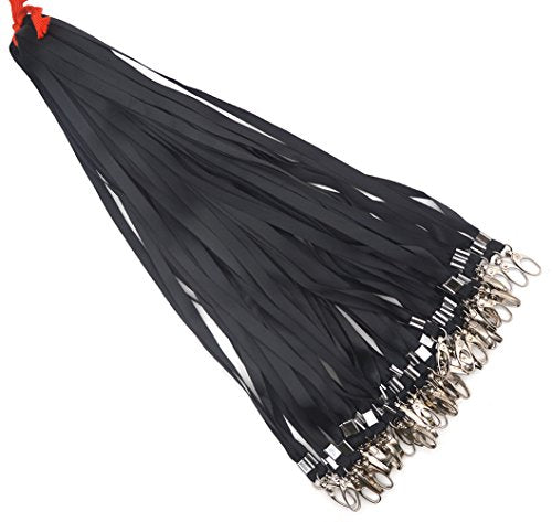 Lanyards 100Pcs Bulk Lanyard for Id Badges,Badge Lanyards Swivel Hooks Clips Great for Name Tags Badge - color: Black