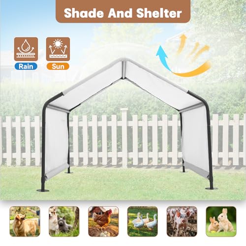 Outdoor Dog Tent, 4'x4'x3' Dog Shade House Shelter for Large Medium Pets | Outside Pet Canopy House for Livestock Pigs Cats with Waterproof Roof Ground Nails, Cloud Gray - color: Cloud Gray