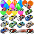12 Pack Easter Eggs with Pull Back Race Cars Toys, 2.2" Colorful Mini Vehicles in Surprise Eggs for Egg Hunt, Easter Basket Stuffers Gifts Birthday Party Favors for Boys Ages 3+ - style: 12 Pack Easter Eggs with Pull Back Cars