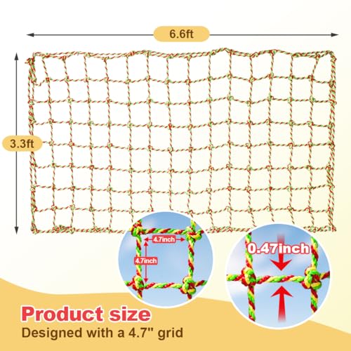 Climbing Net, 3.3ft X 6.6ft Polyester Climbing Cargo Net for Kids Outdoor, Heavy Duty Large Military Playground Equipment, Rope Ladder, Swingset, Indoor & Outdoor, Treehouse, Jungle Gyms - size: 3.3ft X 6.6ft