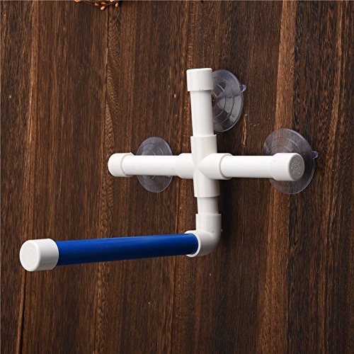 Hypeety Portable Suction Cup Bird Window and Shower Perch Toy Parrot Stand | 3 strong suction cups, parrot bath perch, easy to install, fits windows/shower tile, for budgies/parakeets/lovebirds, blue