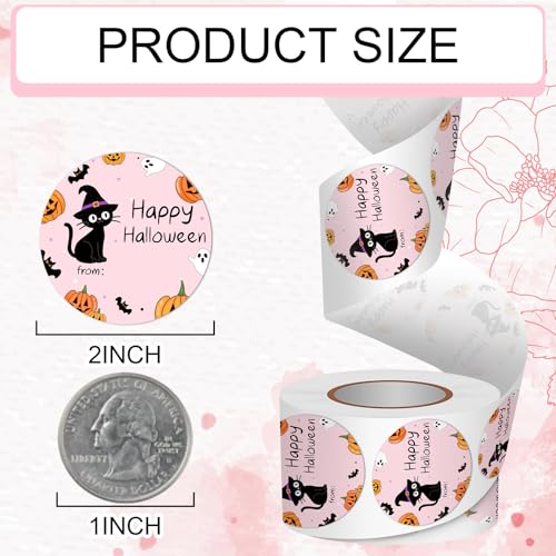 Louise Maelys 500 Pcs Happy Halloween Stickers, 2 Inch | Writable Halloween Stickers Label for Goodie Bags Envelope Decorations, Party Supplies, Treat Bags, Pumpkins, Crafts - color: Color3