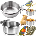 2 Pack Bird Feeding Bowls Cups Parrot Food Water Dishes, Stainless Steel Bird Bowl Cup Dish with Clamp, Birdcage Feeder Pet Cage Bowls for Cockatiel Budgie Conure Macaw Parakeet Small Animal - size: 2 Pack