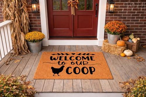 Funny Doormat: Welcome to Our Coop, Chicken Hen, Housewarming Gift for Backyard Poultry Farmers, Welcome Mat (24x36) 1914