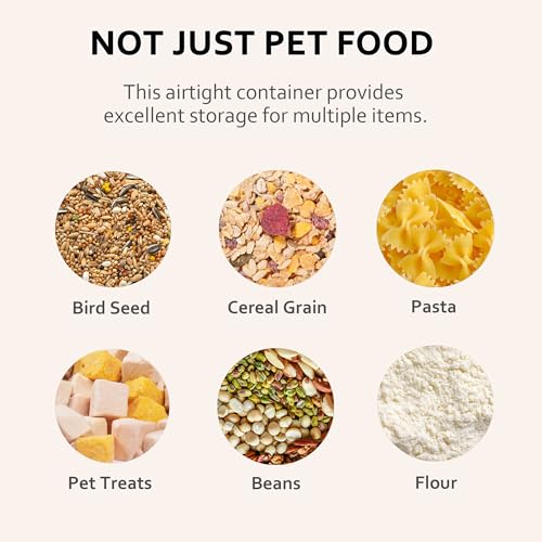 EIwichen Dog and Cat Food Storage Container with Scoop - 5-10 Lbs Pet Food Container with Airtight Lid, Dry Food Bin BPA Free, Kibble Container, for Pet, Cat, Dog, Bird Seed, e