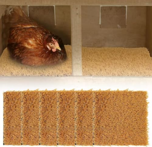 Chicken Nesting Box Pads 2 Pack, Washable Artificial Grass Nest Pads for Chickens, 11.8 x 11.8 Inch Hen Nesting Box Liners, Reusable Chicken Coop Bedding Mat for Laying Hens and Poultry