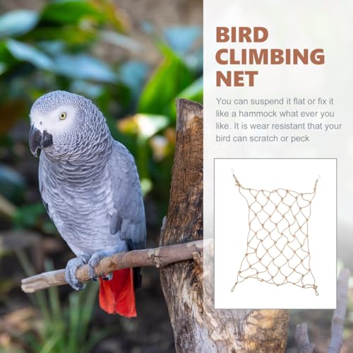 ORFOFE Bird Climbing Net Parrot Hanging Net Rope Hammock Pet Climbing Toy for Hamsters Parakeets Cockatiels Small Animals 21.65 X 17.32 in 4 Hooks