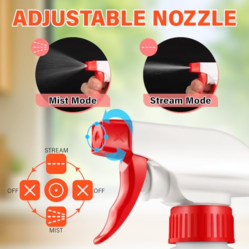 DIYSELF 16oz Spray Bottles 4 Pack, Heavy Duty Refillable Spray Bottles for Cleaning, Plants, and Pets, Chemical Resistant Spray Bottle with Adjustable Nozzle, Squirt Bottles for Multiple Uses - color: White, size: 4-Pack