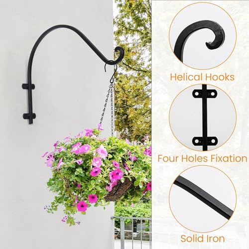 16 Inch Plant Hangers Outdoor,6 Pack Heavy Duty Plant Hanger Bracket | Hanging Basket for Plants Outdoor Brackets,80lbs Weight Capacity for Hanging Baskets,Bird Feeders,Lanterns and Wind Chimes - size: 16inch-6pcs