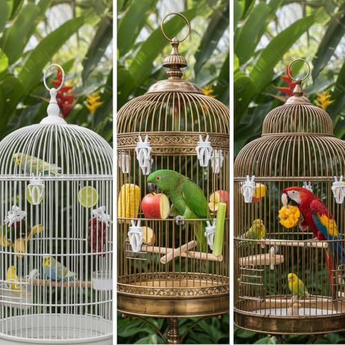 10 Pcs Bird Cage Food Holder, Millet Holder for Bird Cage, Parrot Fruit Vegetable Clips Plastic Birds Cages Feeder Clip for Budgie Parakeet Cockatoo Macaw Cockatiel Conure Budgie Treats Cages