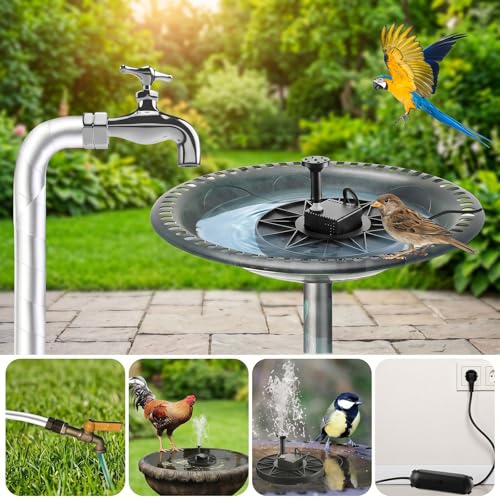 Relaxweex 70w Electrical Bird Bath Fountain with Submersible Heated Water Pump Pipe Insulation Tape Cord Cover for All-season Outdoor Birdbath, Wild Birds, Chicken Poultry Tank(70w,With Fountain Pump)