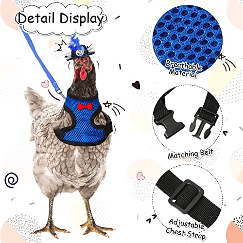 Zhanmai 9 Pcs Chicken Harness and Leash for Hens Funny Chicken Accessories with Leash and Hats for Hens Duck Goose Parrot Small Pet Harness Adjustable Training Walking Supplies(S) - size: S