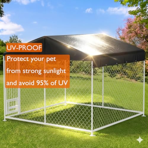 Outdoor Dog Kennel Cover 10'Dx10'W UV Resistant Waterproof Full Coverage for Dog Kennel Replacement Cover - color: 10'Lx10'W