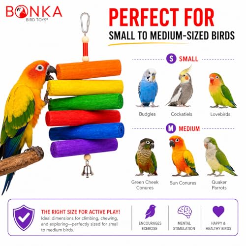 Bonka Bird Toys 2036 Rainbow Sola Natural Shredding Chewing Colorful Parrot Parrotlet African Grey