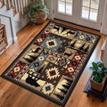 Rustic Rug for Bedroom,Cabin Wildlife Area Rug 3x5 Throw Carpet,Buffalo Plaid Bear Moose Deer Country,Ultra-Thin Washable Kitchen Rugs Indoor Entryway Rug Non Slip Floor Carpets for Living Room,Office - size: 3'x5'