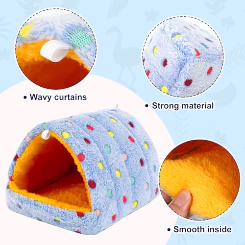 PETKNOWS 2 Pack Soft Hanging Bird Hammock Nest Bed for Cage Parakeet | Plush Fabric Material, Cage Bird Hammock, Winter Warm Hanging Bed, 2 Pack Soft Birds Nest For Parrot Cockatiels - color: Blue Gray