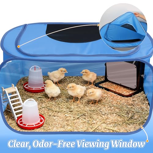 Chicken Brooder Box for Chicks, Pop Up Chick Brooder Kit | Clear Window, Waterproof Mat & Storage Bag, Square Indoor Outdoor Baby Chicken Starter Kit
