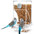 Rypet No-Mess Automatic Bird Feeder, Parakeet Cage Accessories | Transparent Acrylic Food Level Check, Helps Reduce Seed Scatter, for Small Birds Cockatiel Parrot Canary - color: Transparent