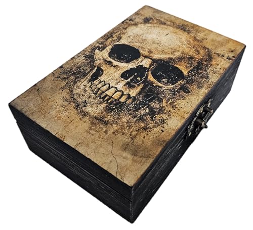 RK Collections Skull Head Trinket Box Small Jewelry Keepsake Box. Gothic Skeleton Lovers Gift Idea, Skull's Soul Spiritual Case/Holder. (6.5" Skull Face) - style: Skull