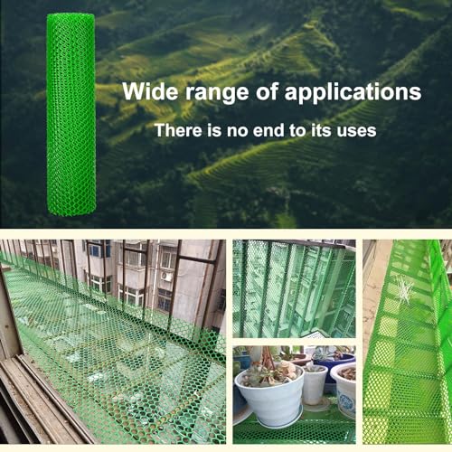 Plastic Wire Mesh Fence 16in x 10Ft Plastic Chicken Wire Mesh for Poultry, Dogs, Rabbit, Snake Barrier & Gardening Versatile Plastic Fencing (16in x 10Ft, Green) - color: Green, size: 16in x 10Ft