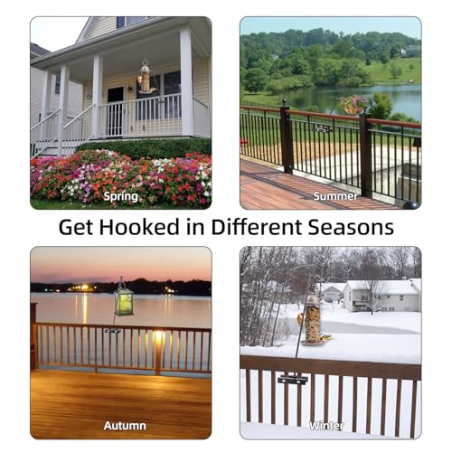 Deck Hook Railing Mount,Heavy Duty Metal Plant Hanger 360°Rotating | Shepherd Bracket For Bird Feeder, Flower Baskets, Lanterns | Extended Arm, Rust-Resistant For Deck, Patio & Garden Use - size: Railing Mount